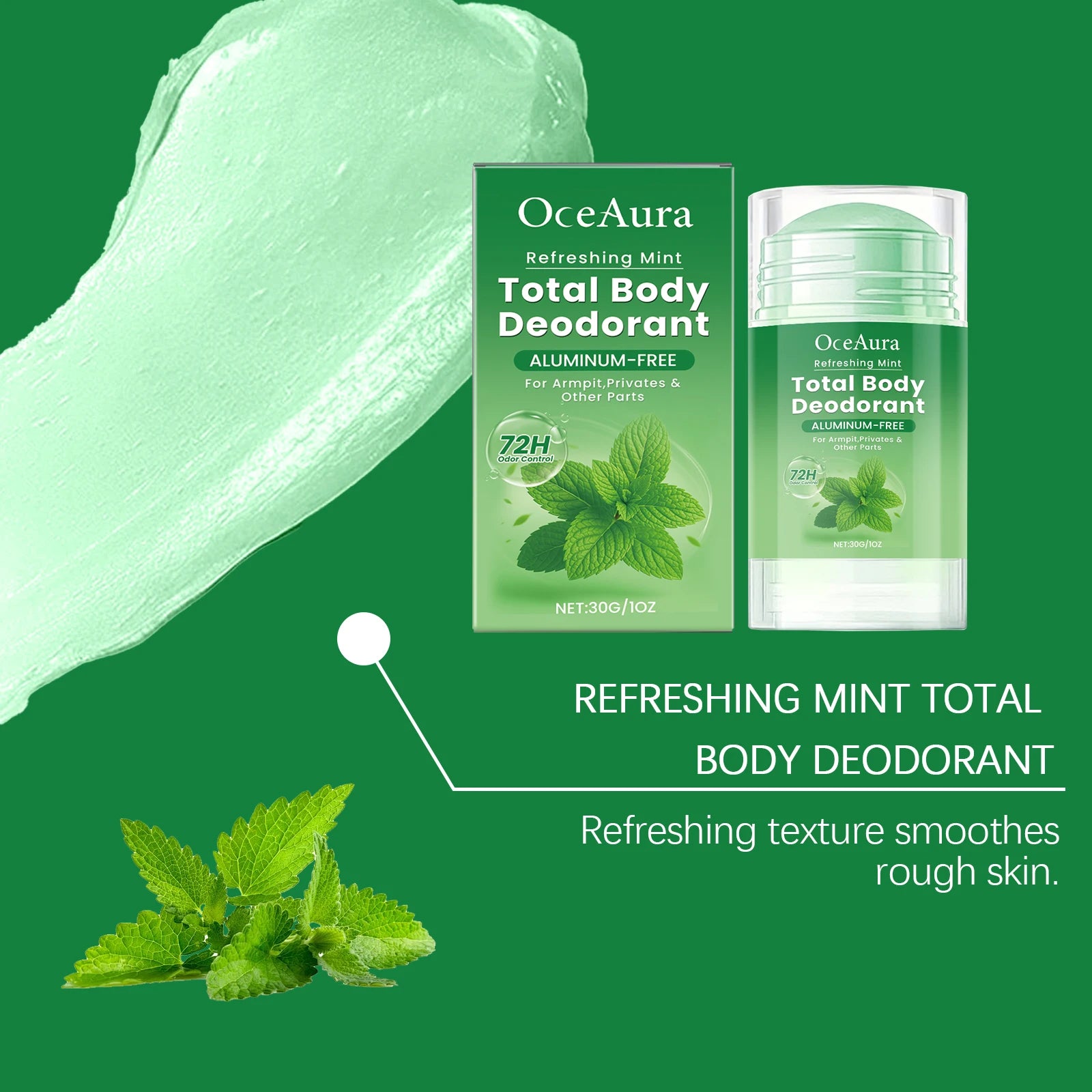 Tidesmit 30g mint deodorant stick for long-lasting freshness, odor purification, and moisturizing daily care.
