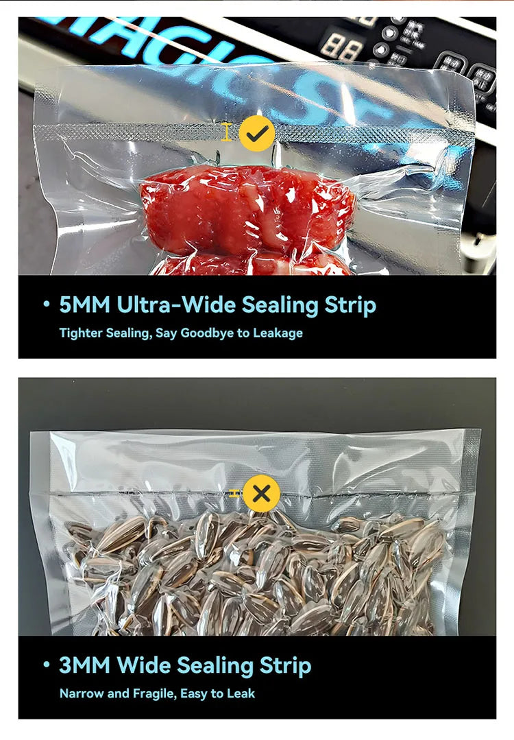 Vacuum Packaging Machine for Food Plastic Bags Sealer Sealing Machine Mylar Bags Kitchen Packer Automatic Manual Modes Home Appl