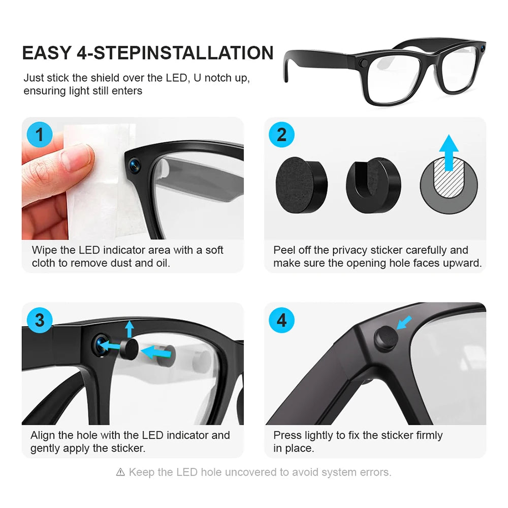 LED Light Blocking Covers for Smart Glasses (20 Pack) - Tidesmit Tidesmit