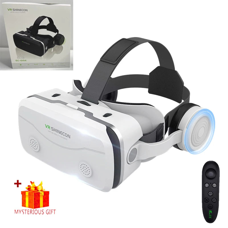 VR Headset for Smartphones - Immersive 3D Glasses with Remote Controller White With Remote A Tidesmit