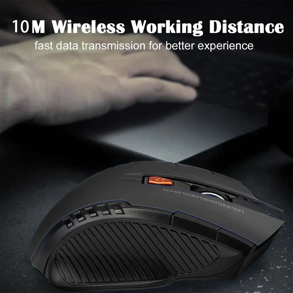 2.4G Wireless Mouse for Laptop Gamer Ergonomic Computer Mouse Wireless with USB Receiver 1600DPI 6 Buttons Portable Optical Mice