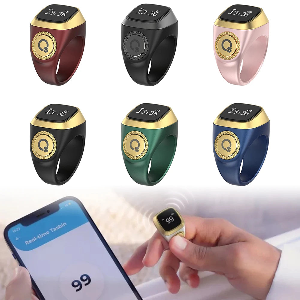 Smart Zikr Ring With Digital Counter, Vibration Alerts, and Health Tracking Tidesmit