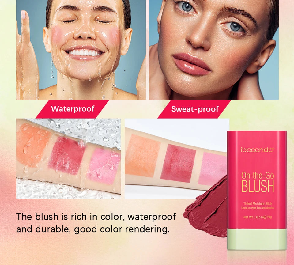 Tidesmit multi-functional waterproof cream blush stick showing product texture and high color rendering detail