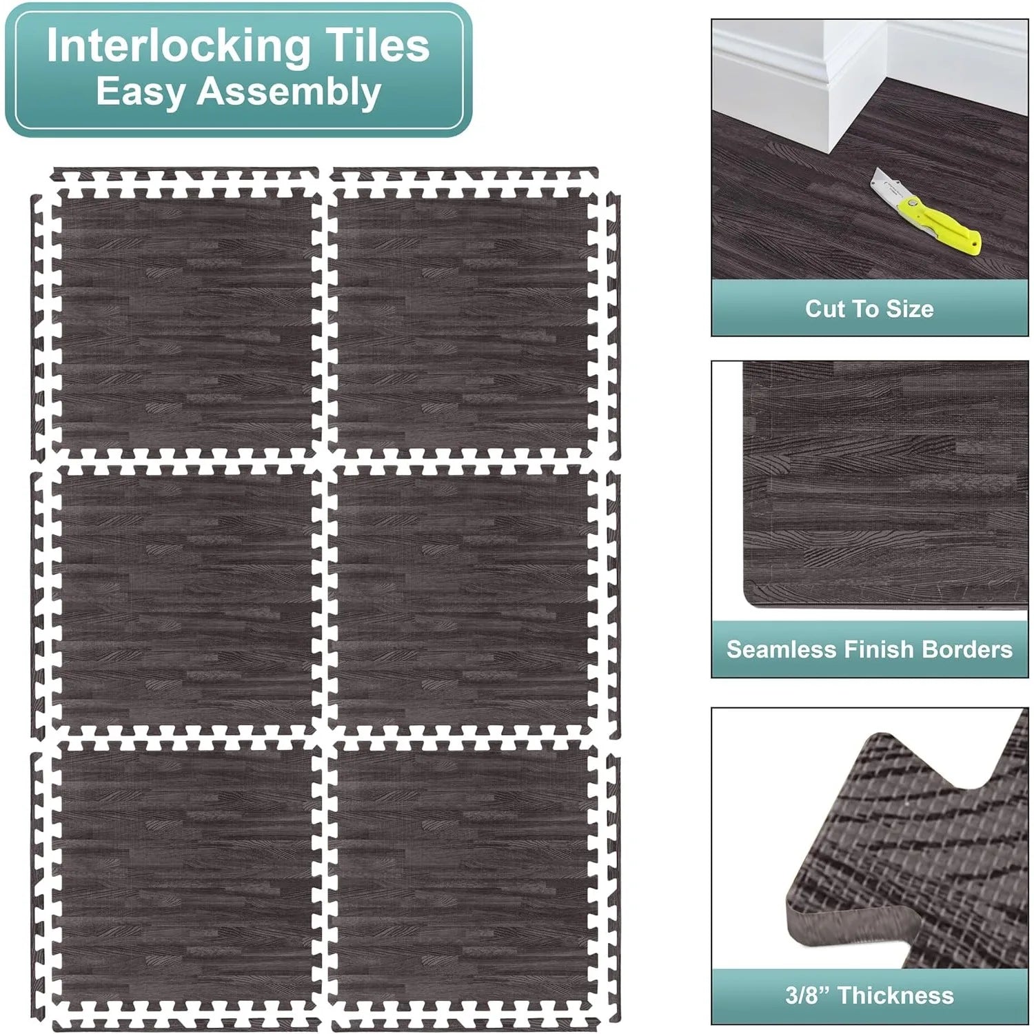 Home Fitness Wood Grain Floor Mat Foam Interlocking Anti-slip and Shock-absorbing Floor Tile DIY Puzzle Yoga Mat Home Decor