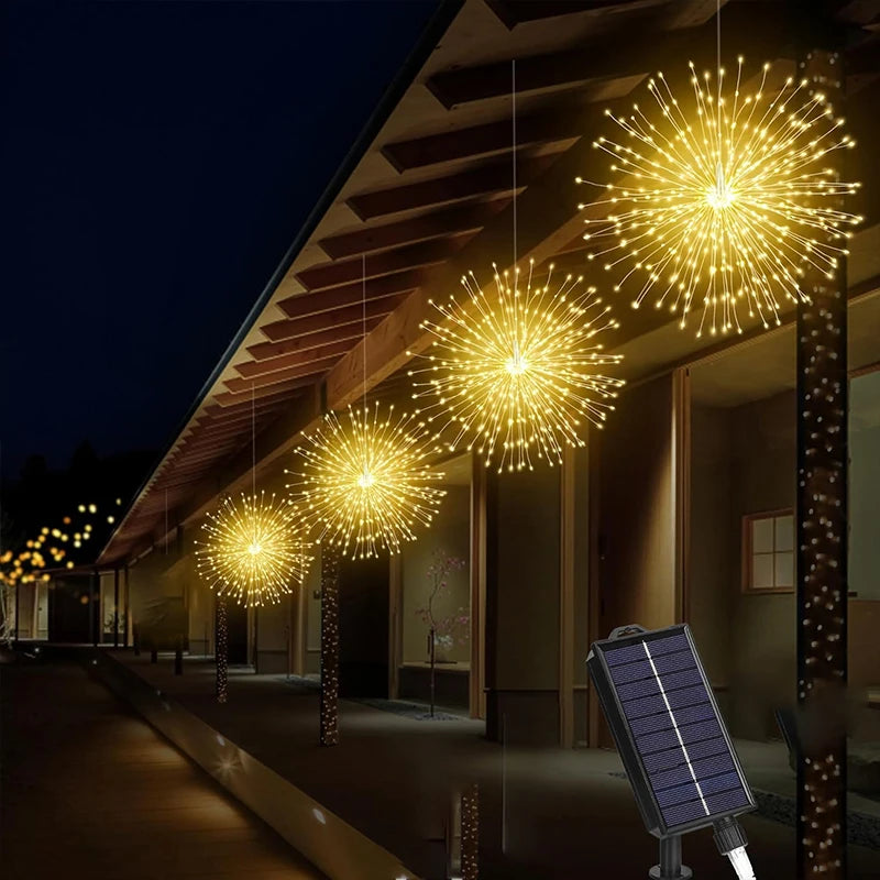 Solar Light Outdoor 4 Pack, Hanging Fairy Lights Strom, 8 Modes Dimmable Waterproof, For Party Garden Decoration