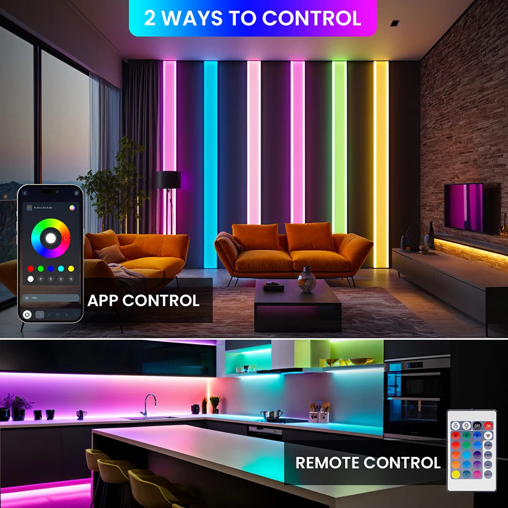 Bluetooth RGB LED Neon Strip Light 5V 3AA Battery Box 17Key 24key 44key Remote Control 108Leds/M 1M 2M 3M Waterproof Home Decor