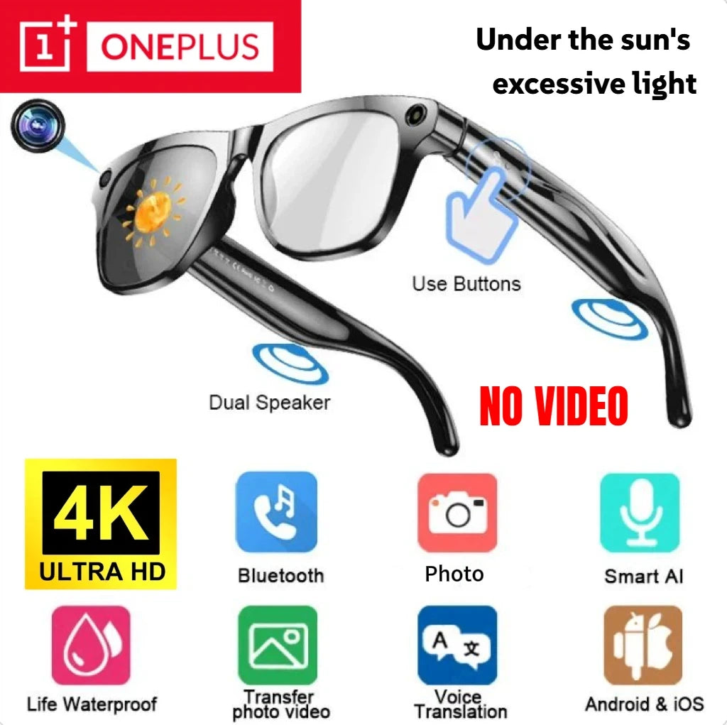 AI Smart Glasses with 100MP Camera & Spatial Audio - Tidesmit 8K NO VIIDEO Tidesmit