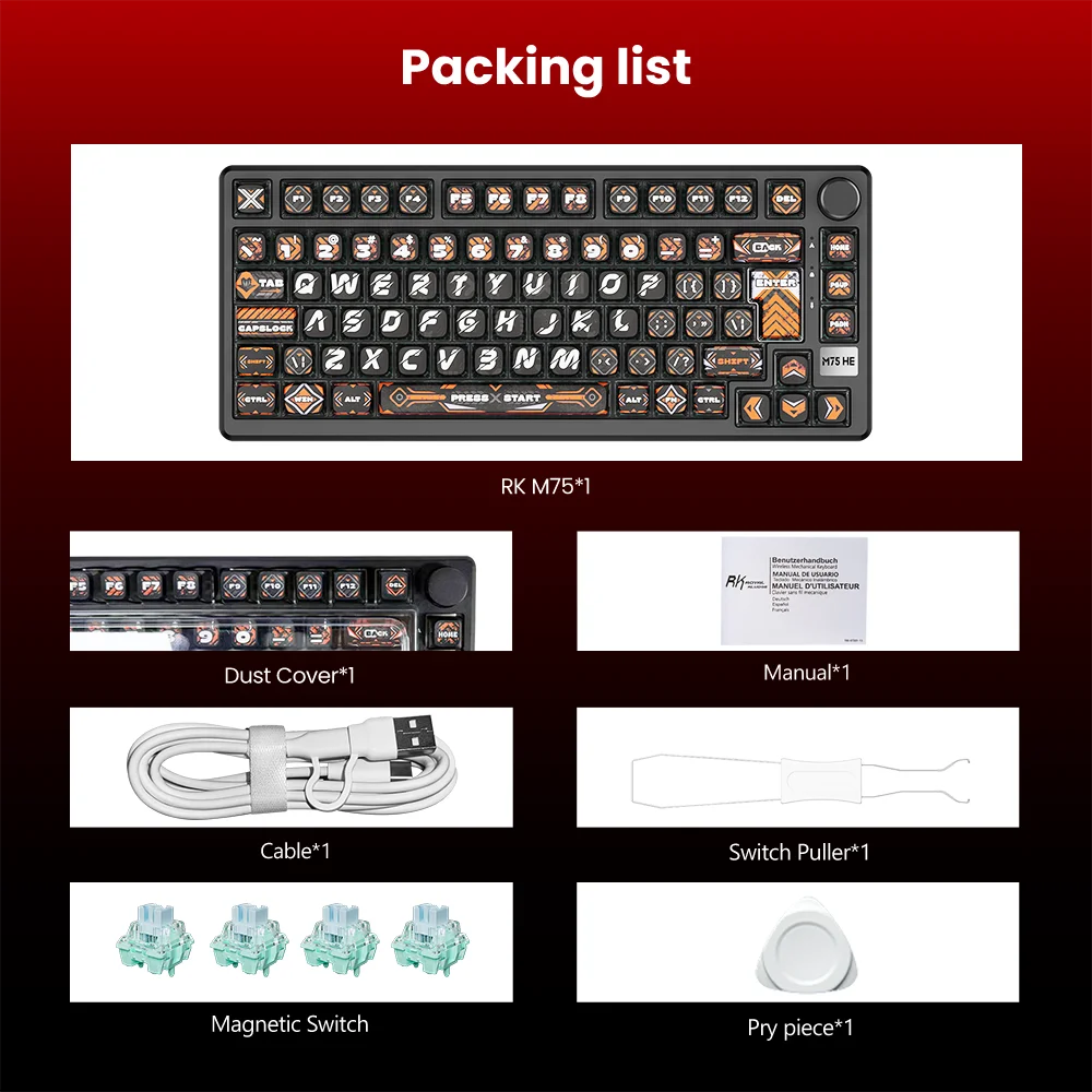 ROYAL KLUDGE RK M75 HE Magnetic Switch Mechanical Keyboard Rapid Trigger 0.01mm 75% RGB Hot Swap Gasket E-Sports Gaming Keyboard