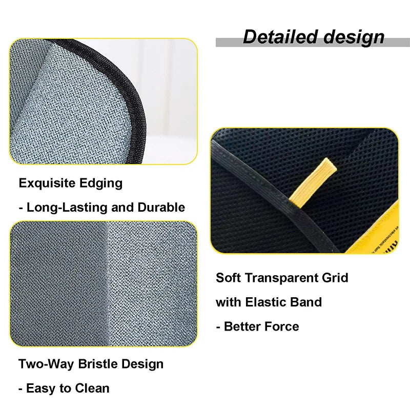 2025 electrostatic pet hair removal gloves for cats and dogs with durable gray mesh and easy-grip elastic bands.