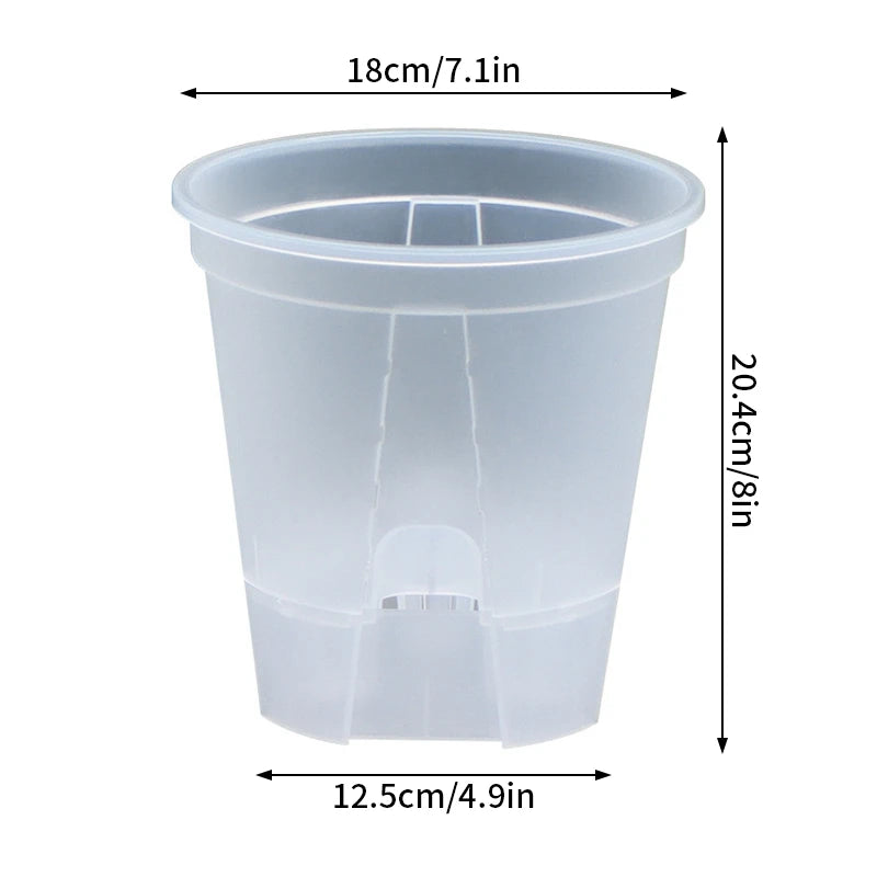 Self Watering Flowerpot Plastic Orchid Pot Double Layer Hydroponic Plant Pot Transparent Round Flower Pot Garden Supplies Decor