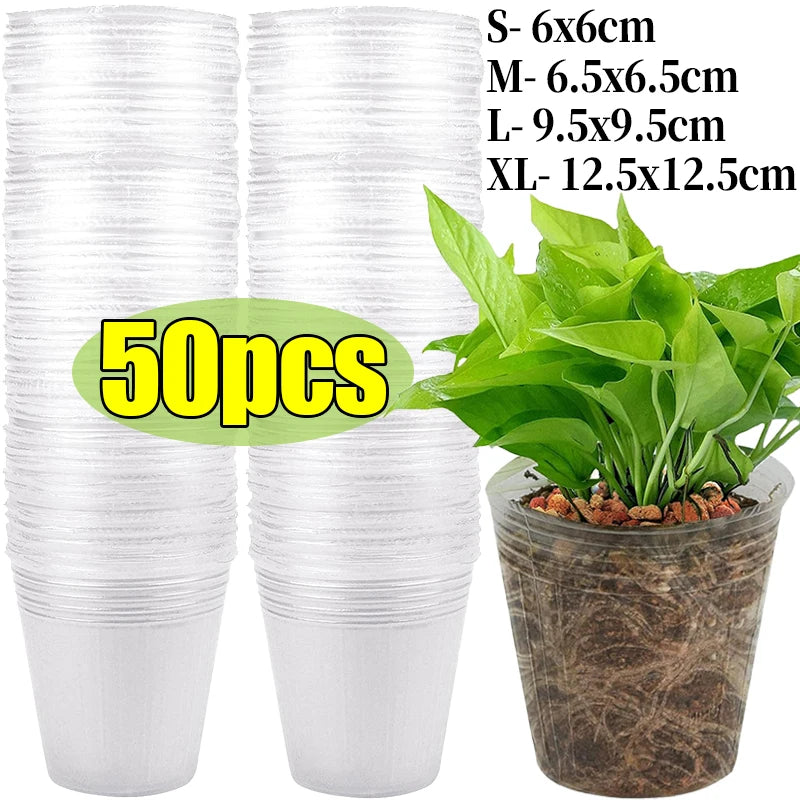 10/50PCS Transparent Seedling Pot Plants Nursery Pot Cups Gardening Transplantation Potted Flowerpot Planter Gardening Tools