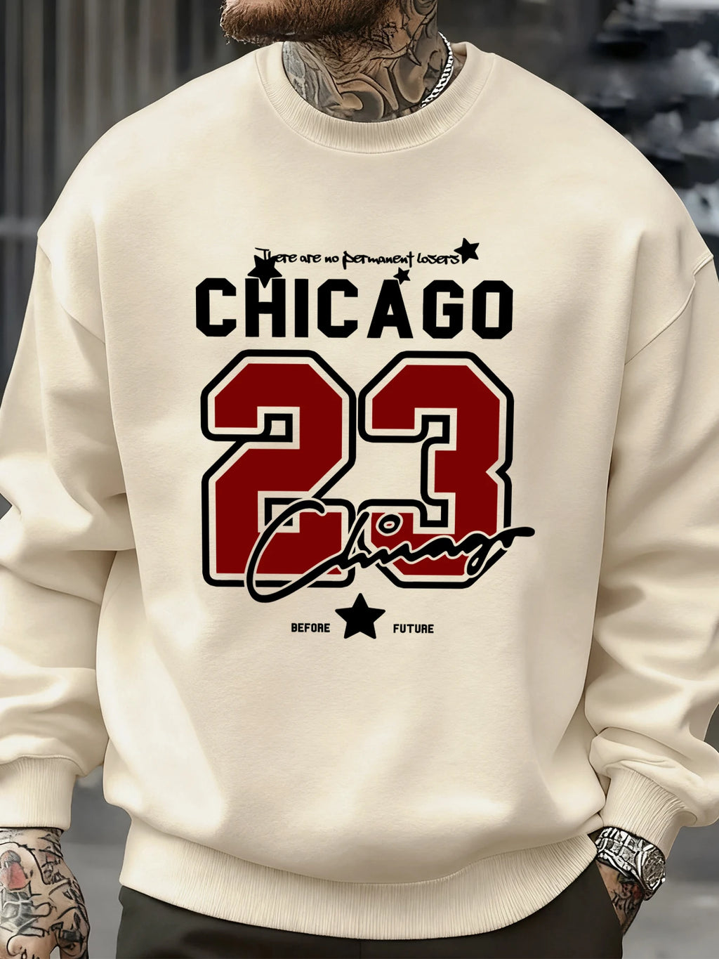 Chicago Number 23 Jersey Prints Male Sweatshirt Trendy Hip Hop Streetwear Crewneck Autumn Clothes Fleece Casual Pullover