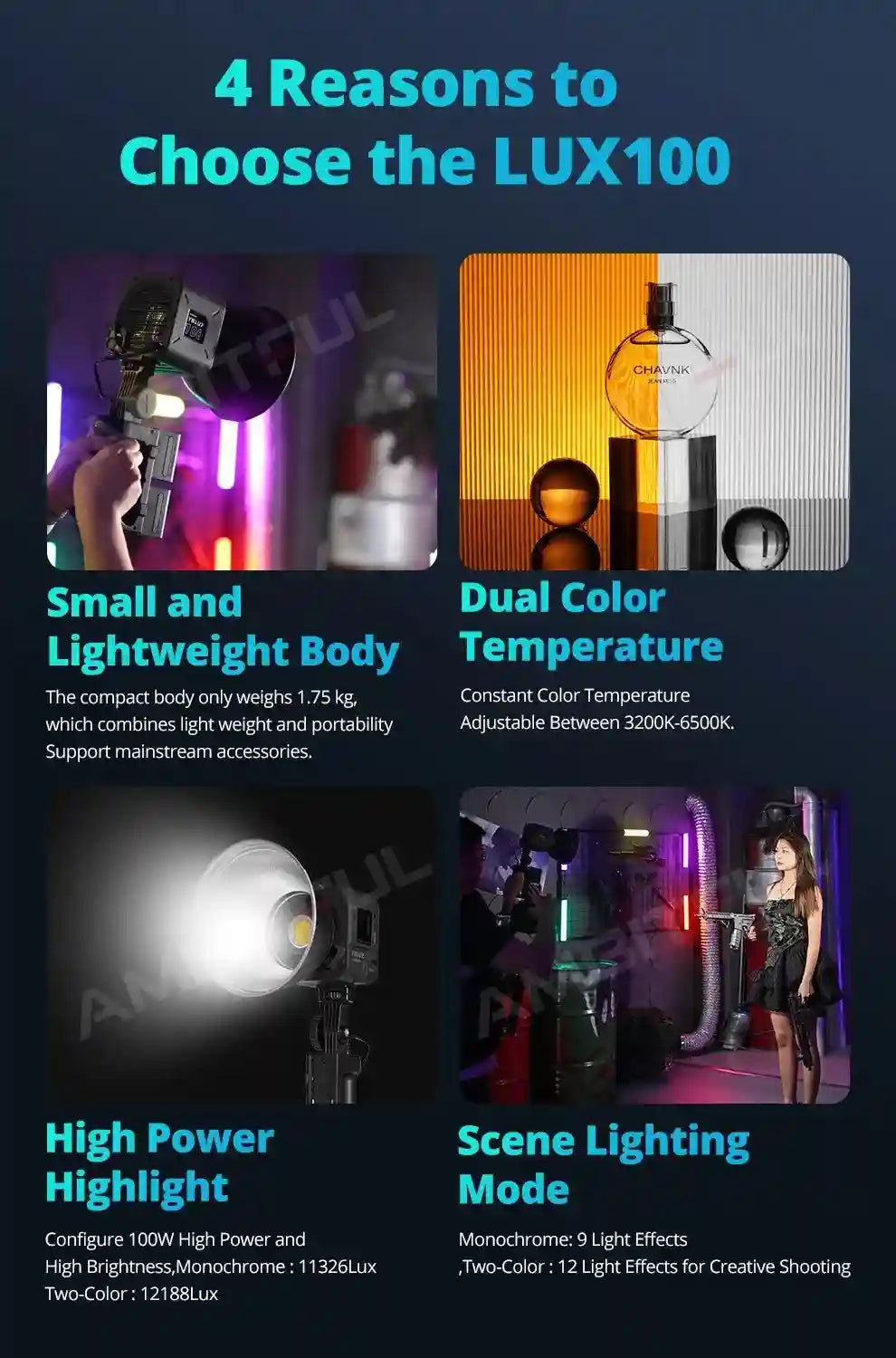 Bi-color LED Video Light: Portable Handheld Studio Lamp for Content Tidesmit