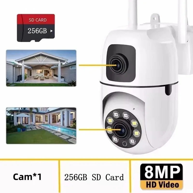 8MP WIFI Surveillance Camera Dual Lens Dual Screen 5MP IP Cameras Wireless Auto Tracking Color Night Vision 10X Zoom HD Camera