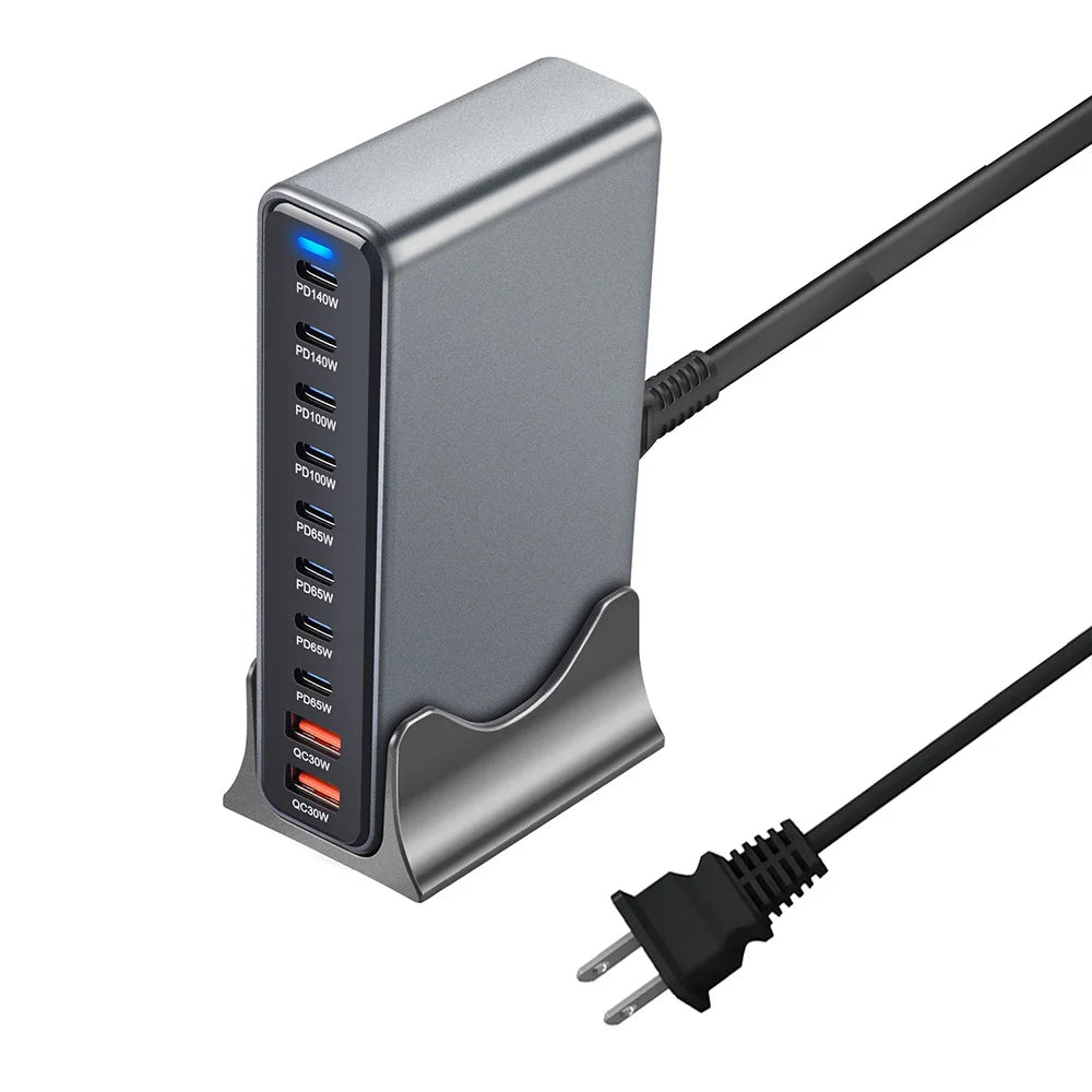 800W GaN 10-Port USB-C Desktop Charger - Fast Multi-Device Power Station Tidesmit