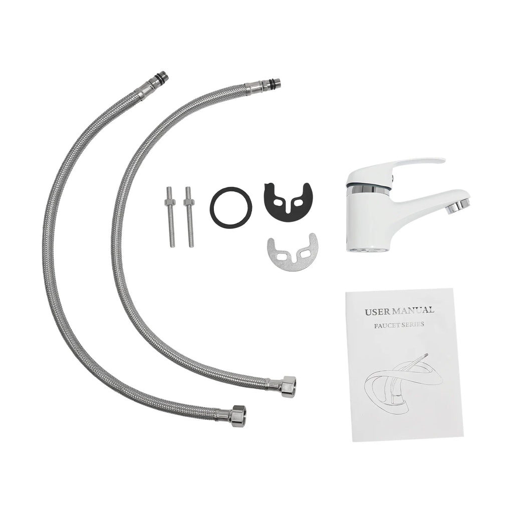 Modern Single-Handle Faucet Brass Deck Mounted 3/8'' Single Hole Sink Mixer Tap Ceramic Valve Core Honeycomb Aerator