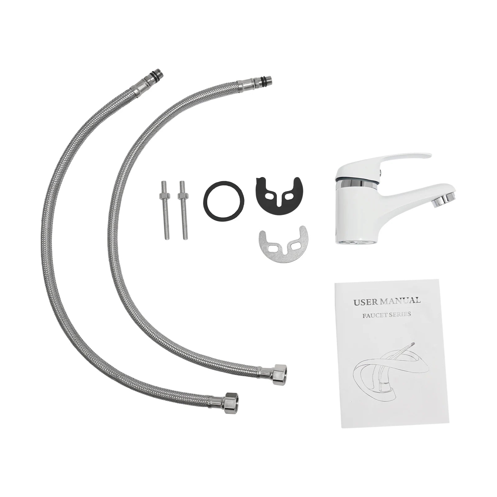 Modern Single-Handle Faucet Brass Deck Mounted 3/8'' Single Hole Sink Mixer Tap Ceramic Valve Core Honeycomb Aerator