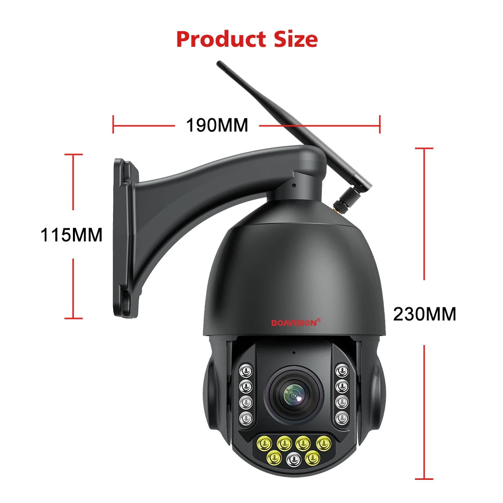 4K 8MP Surveillance Camera WIFI / 4G SIM Card / POE 30X Zoom PTZ AI Humanoid Tracking IR 100M Outdoor Speed Dome Security Camera
