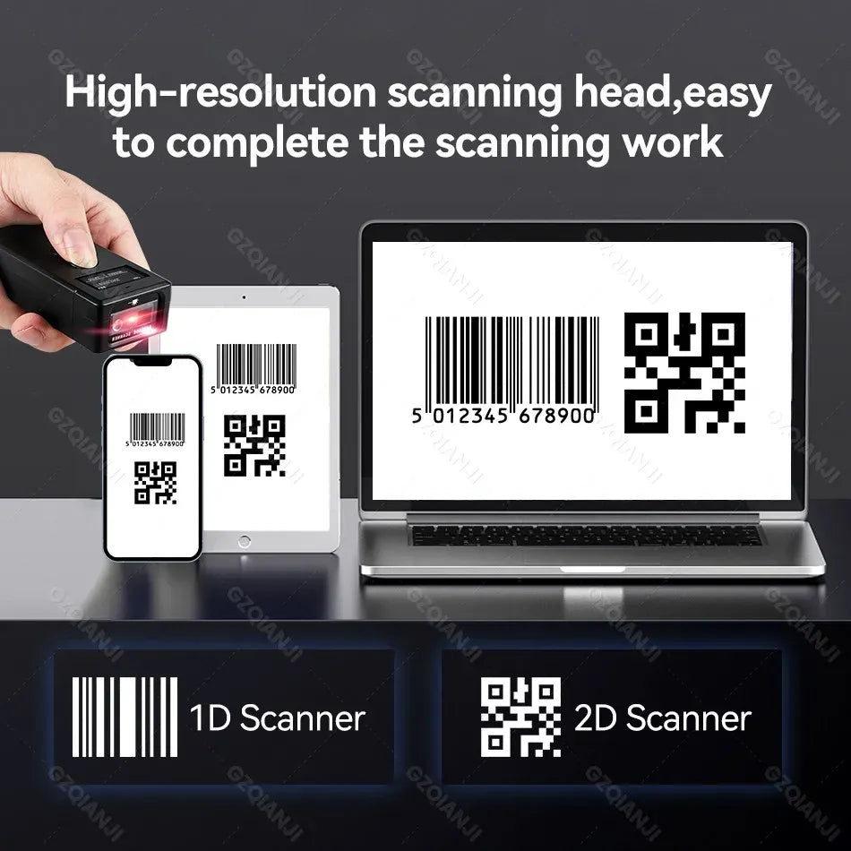 LCD Screen Bluetooth 2D Barcode Scanner with Display Support Mobile Phone iPad Wireless Barcode Reader 1D 2D QR Bar Code Machine