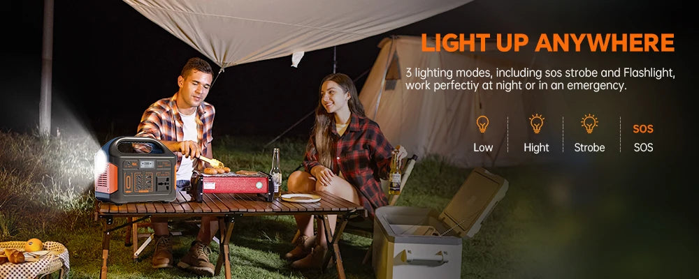 Gaiaray 300W 500W Portable Solar Generator 110V 460.8Wh LiFePO4 Battery  Power Station UPS Backup Power Bank  LED Light for Home Camping Outdoor Emergency Power