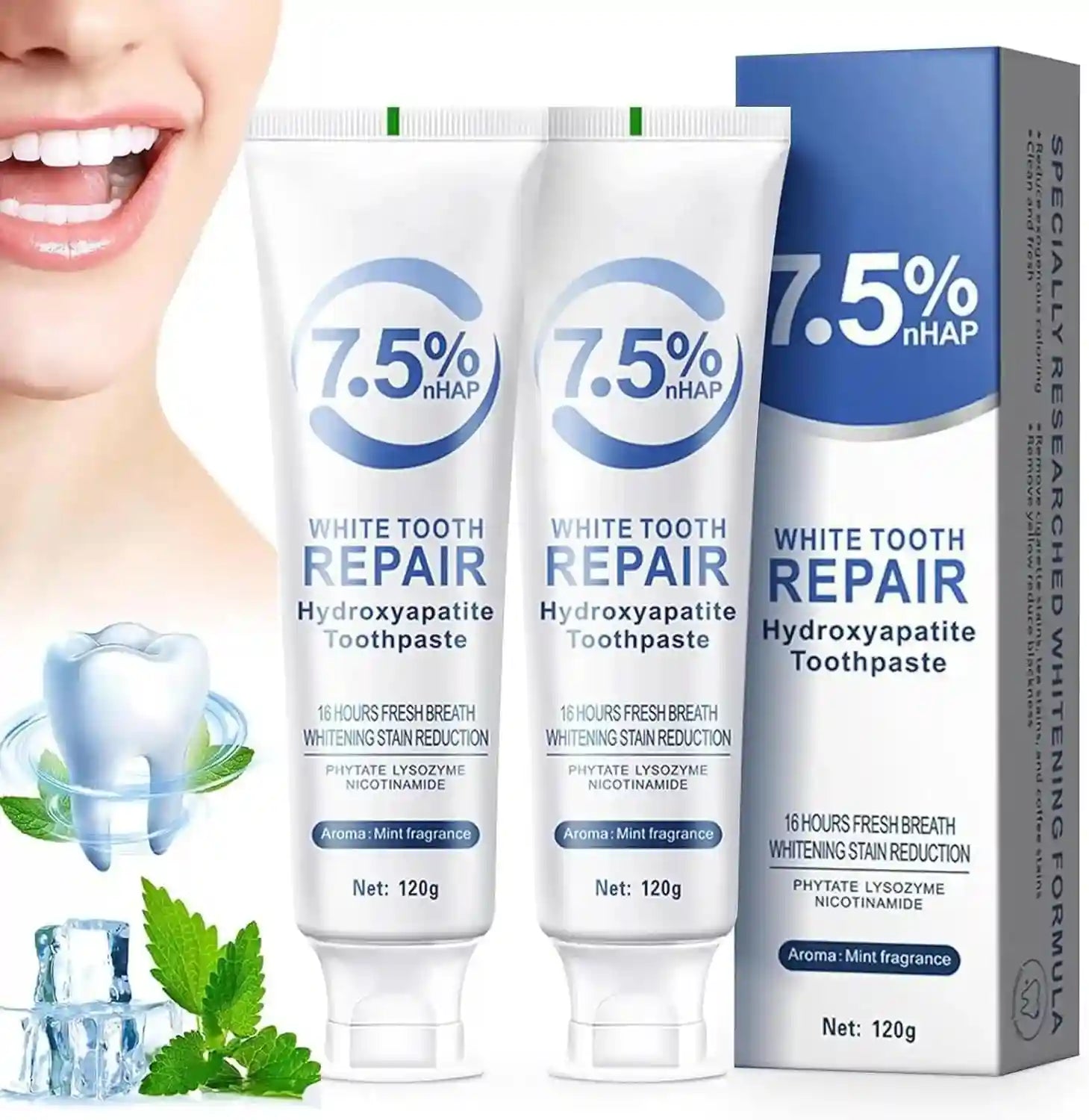 Tidesmit Hydroxyapatite Toothpaste for enamel protection, teeth whitening, and deep cleaning oral care.