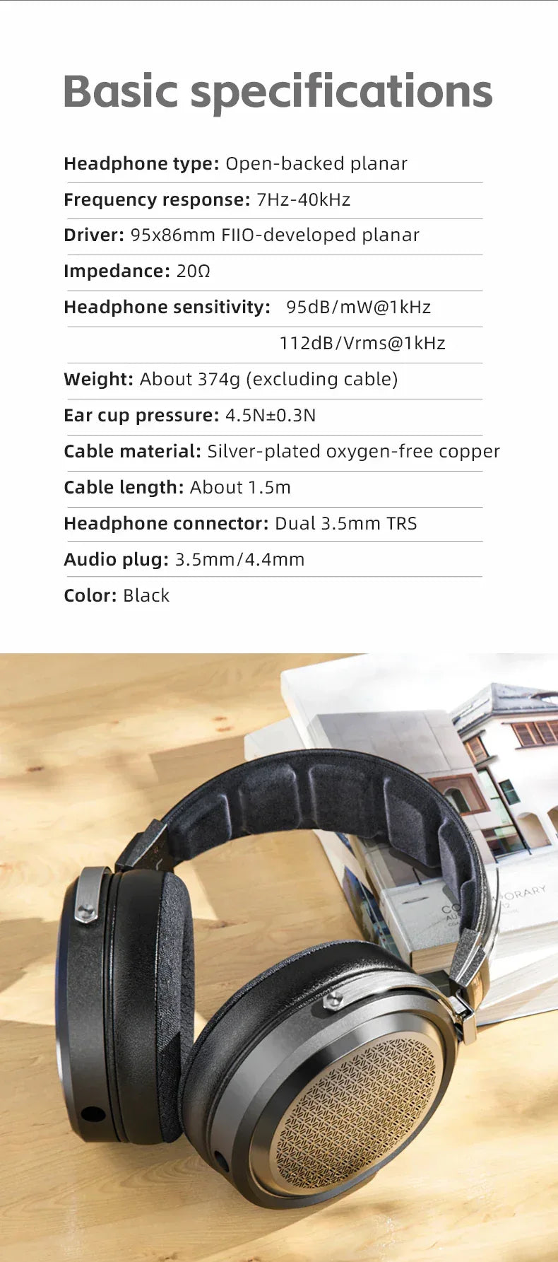 FiiO FT1 Pro Planar Magnetic Headphones Hi-Fi Black - Tidesmit Tidesmit