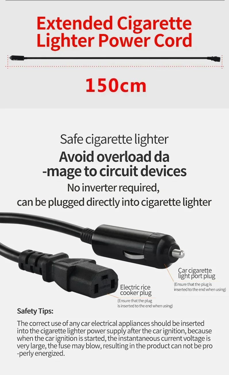 24V truck rice cooker power cord with cigarette lighter plug connector