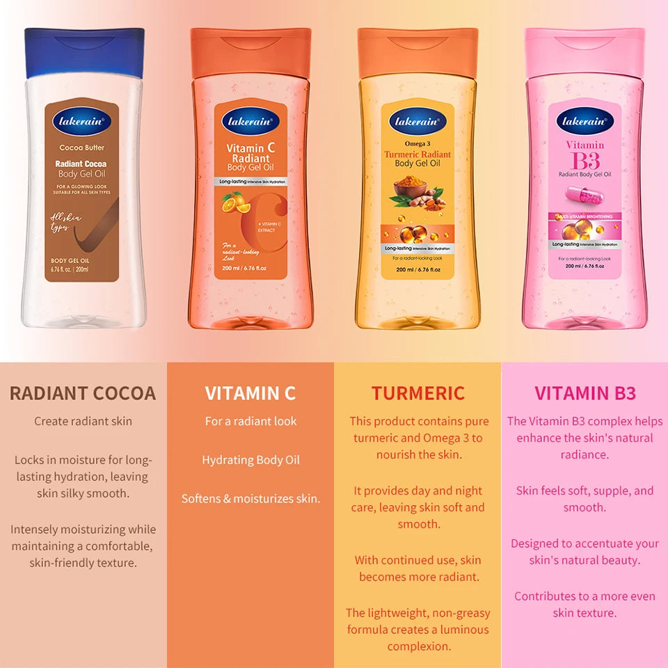 Vitamin C Turmeric Radiant Body Gel Oil Soften Dry Skin Radiant Finish Body Oil Nourishing Moisturizing Body Care Non-Greasy