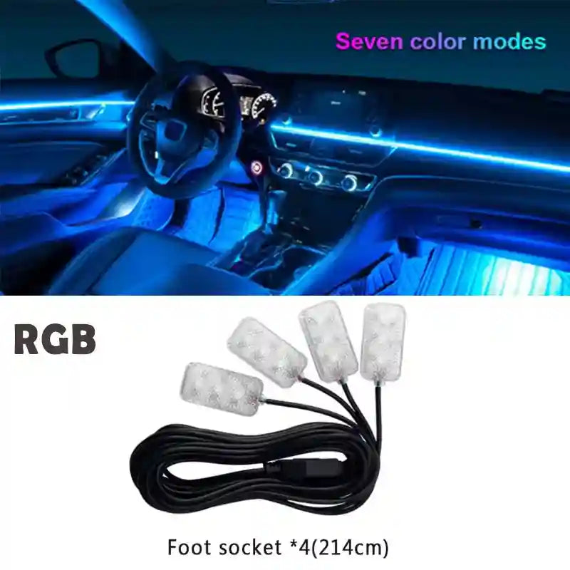RGB Car Atmosphere Lamp LED Interior Strip Light Kit - Tidesmit Foot lamp RGB not rainbow Tidesmit