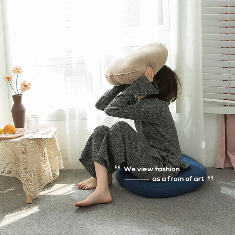 Round Shape Linen Seat Cushion Silk Cotton Core Tatami Cushion Pillow Home Decoration Soft Car Sofa Cushion Flax Round Sitting