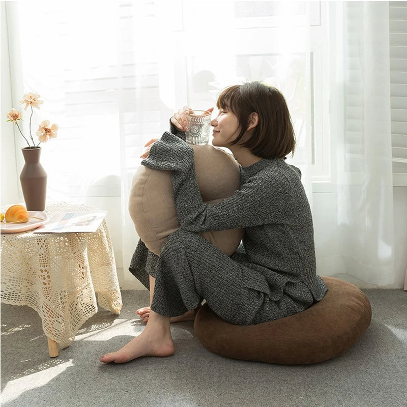 Round Shape Linen Seat Cushion Silk Cotton Core Tatami Cushion Pillow Home Decoration Soft Car Sofa Cushion Flax Round Sitting