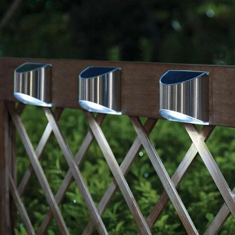 6Pcs Solar Garden Light Stainless Steel Courtyard Wall Lamp Waterproof Outdoor Lighting Emergency Patio Step Garden Fence Street