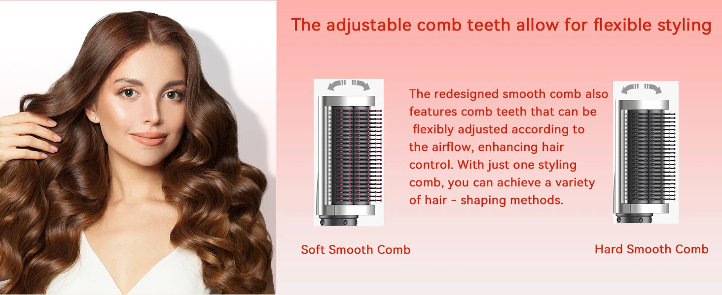 SenCiciMen 6-in-1 hair styler with adjustable soft and hard smooth comb attachments for professional heat styling.