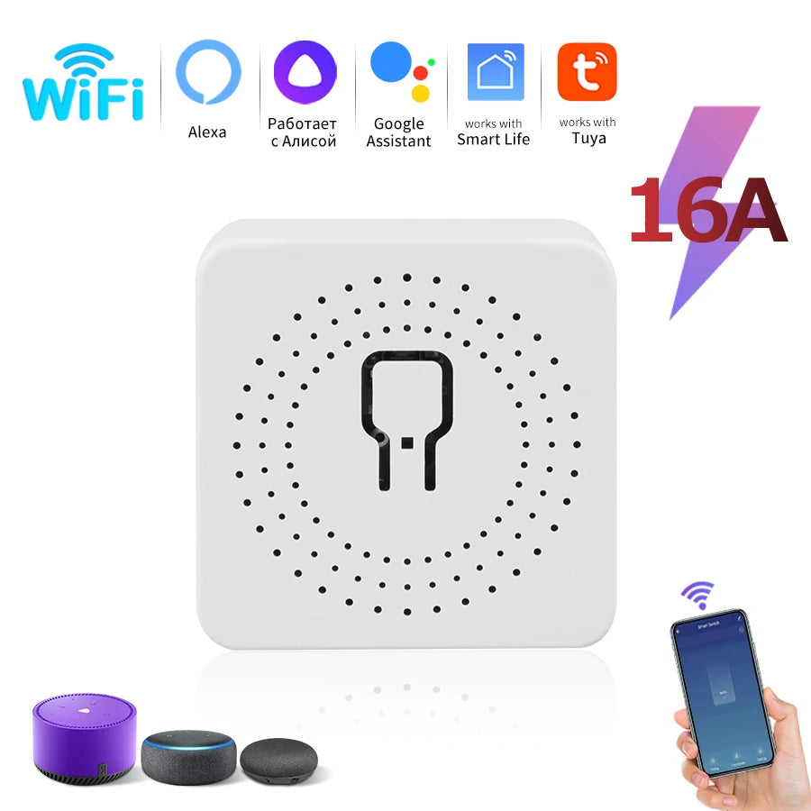 Tidesmit WiFi Smart Switch Mini - 2-Way Breaker for Home Automation 16A Tidesmit