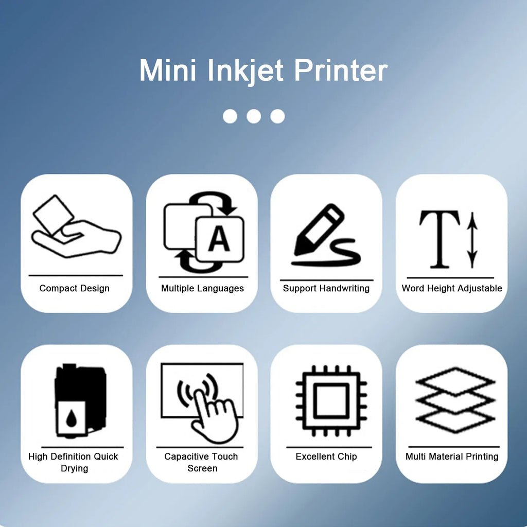 Handheld Inkjet Printer 12.7mm Inkjet Printing Machine for Barcode Date Label Batch Number Support Multi Languages Materials