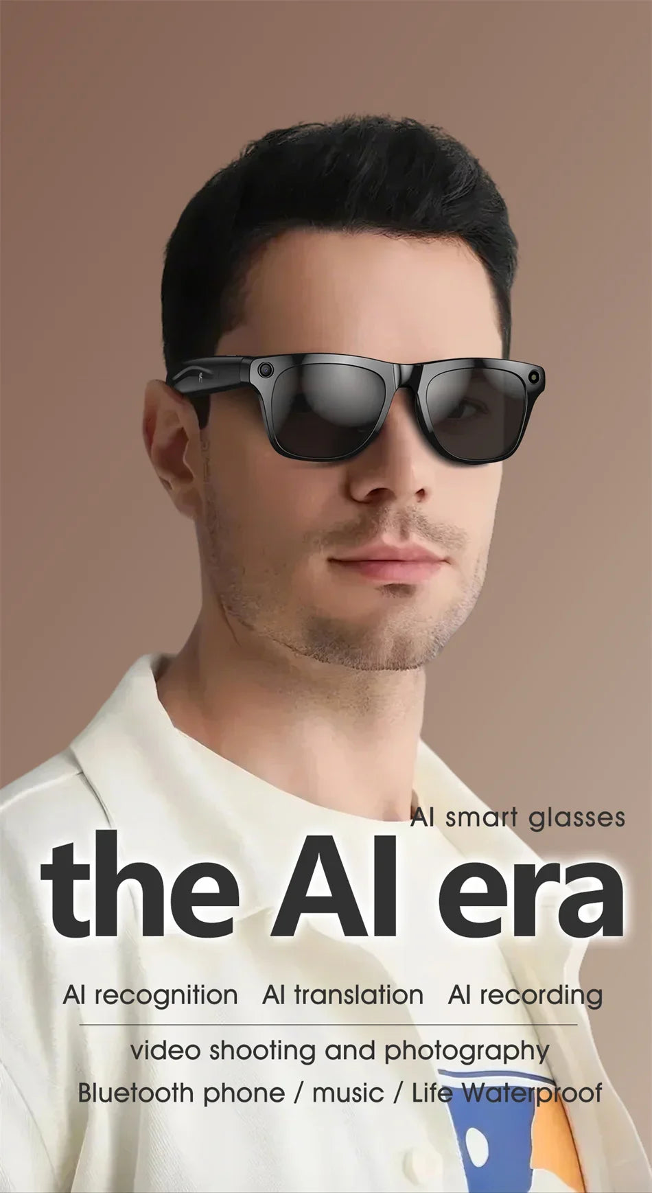 Smart Glasses with AI Camera and 1080P HD Bluetooth Audio Tidesmit