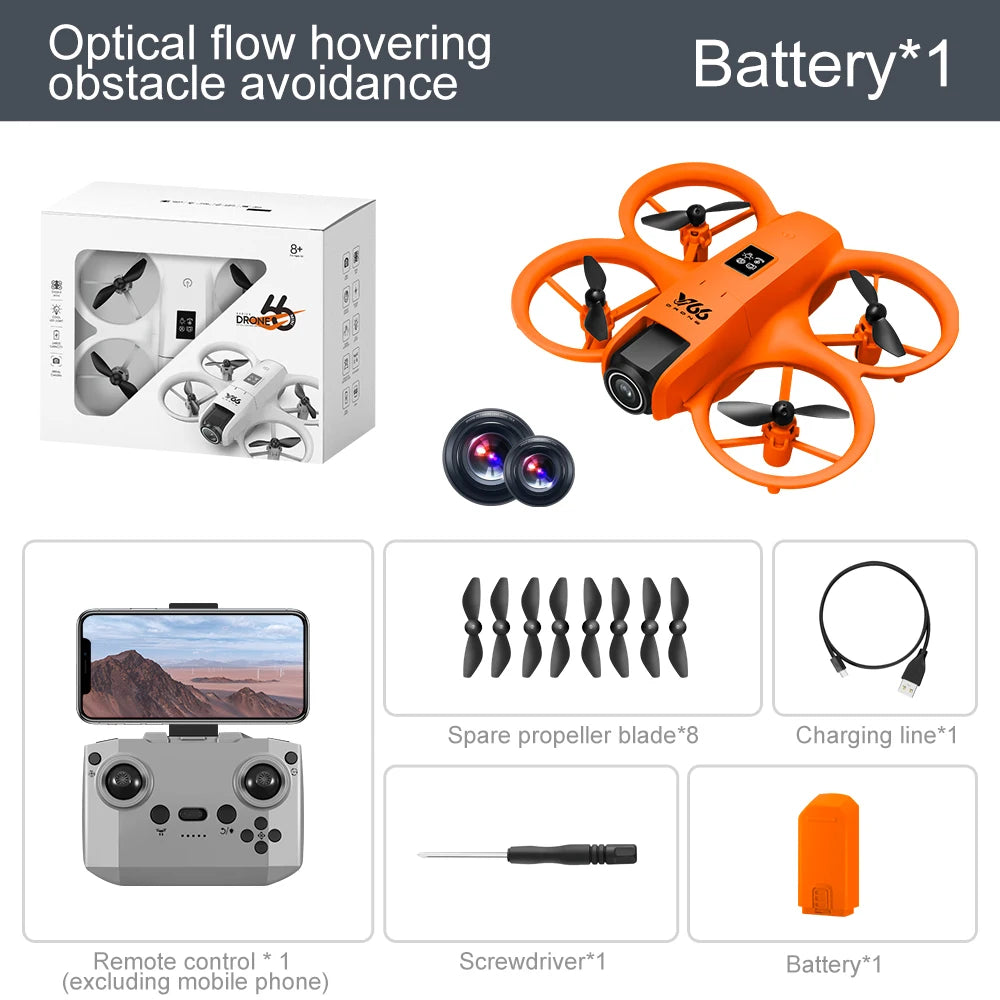 4K Camera Drone: Foldable Wide Angle WiFi Quadcopter for Beginners Orange Tidesmit