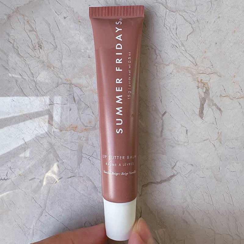 Summer Fridays Lip Butter Balm in Vanilla Beige: A smooth, hydrating tube of moisturizing tinted lip makeup.