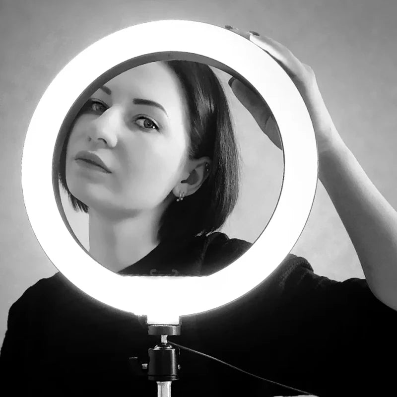 LED Ring Light with Phone Stand - Adjustable Dimmable Selfie Lamp Tidesmit