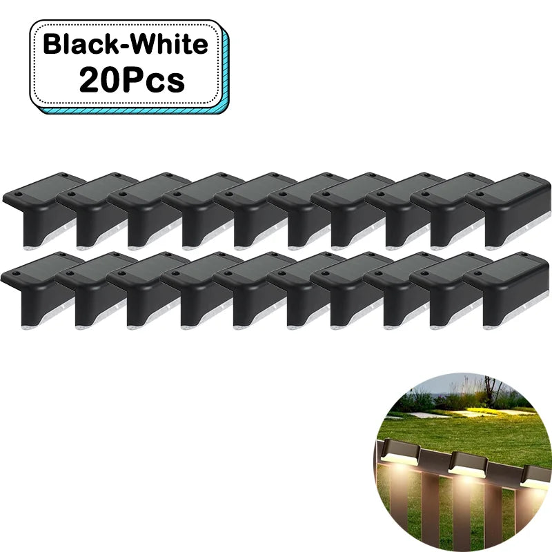 Outdoor Solar Step Lights Warm White LED Waterproof Stair Path Lighting for Garden Patio Fence Balcony Decoration Solar Power