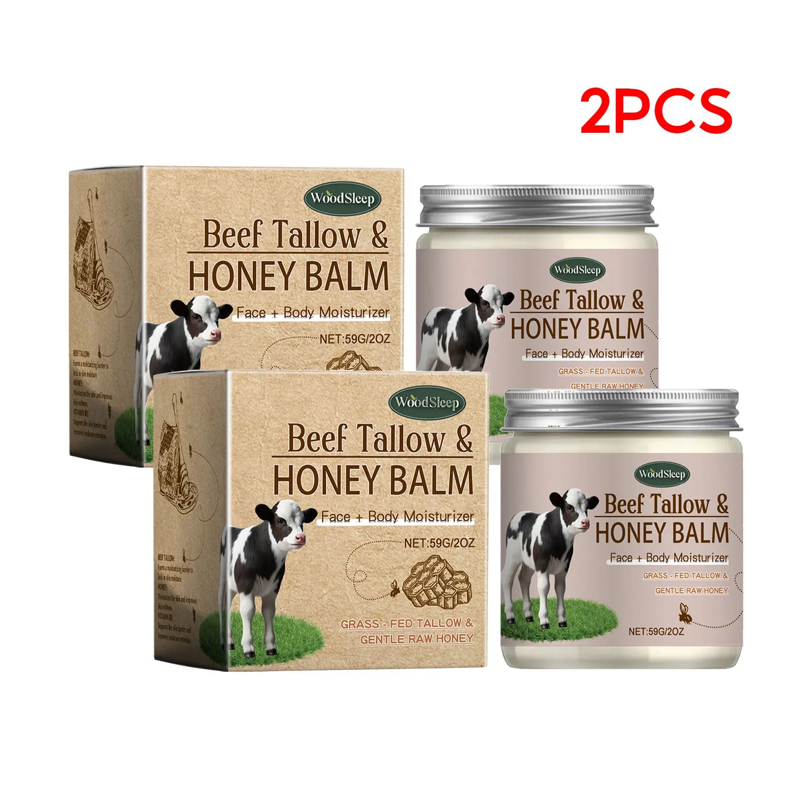 Organic Beef Tallow Honey Moisturizer Grass Fed Beef Tallow Face Cream Soothing Firm Increase Elasticity Whipped Smooth Lotion