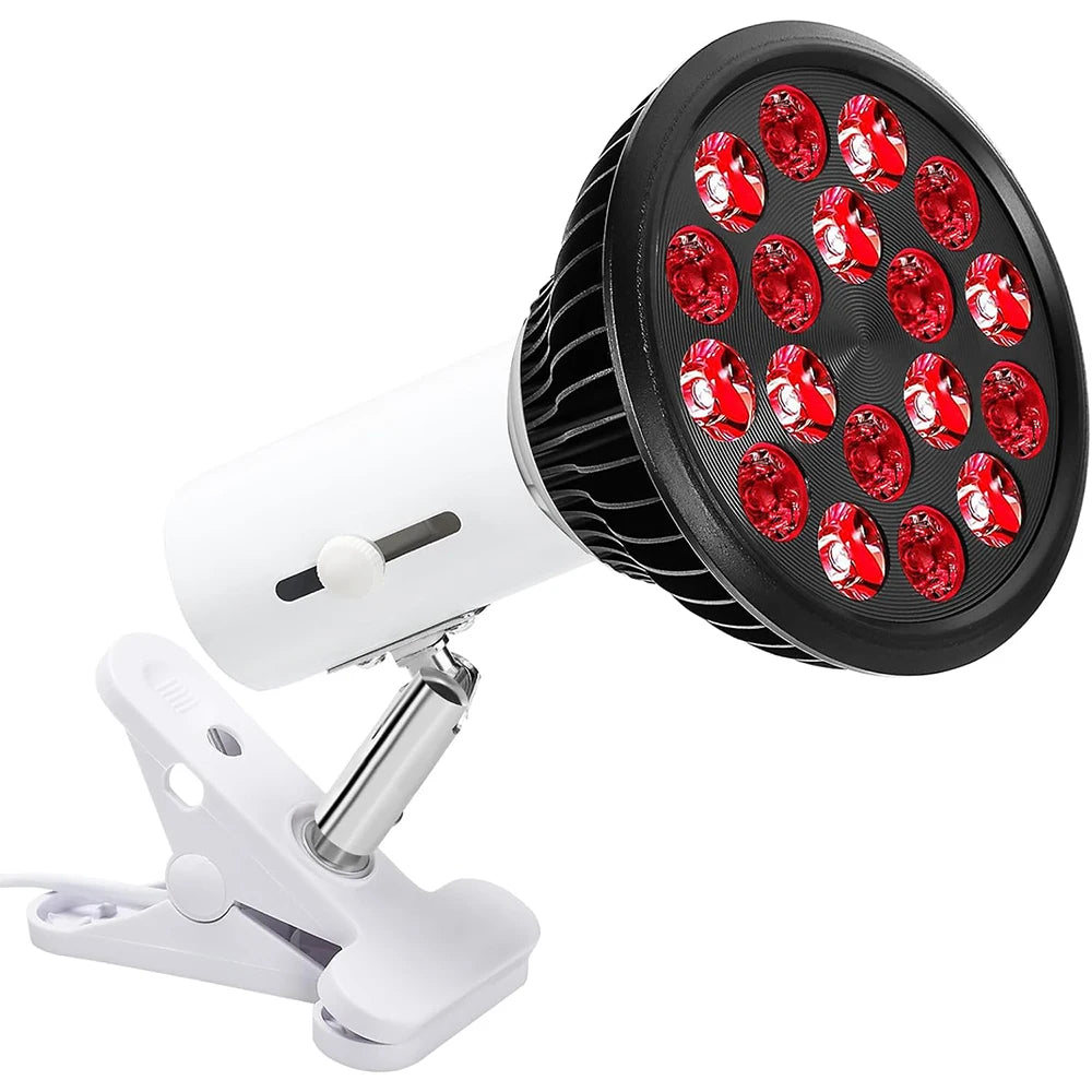 Red Light Therapy Lamp with Holder 300° Adjustable Clamp 660nm&850nm Infrared Combo Bulb for Skin Care Pain Relief and Recovery