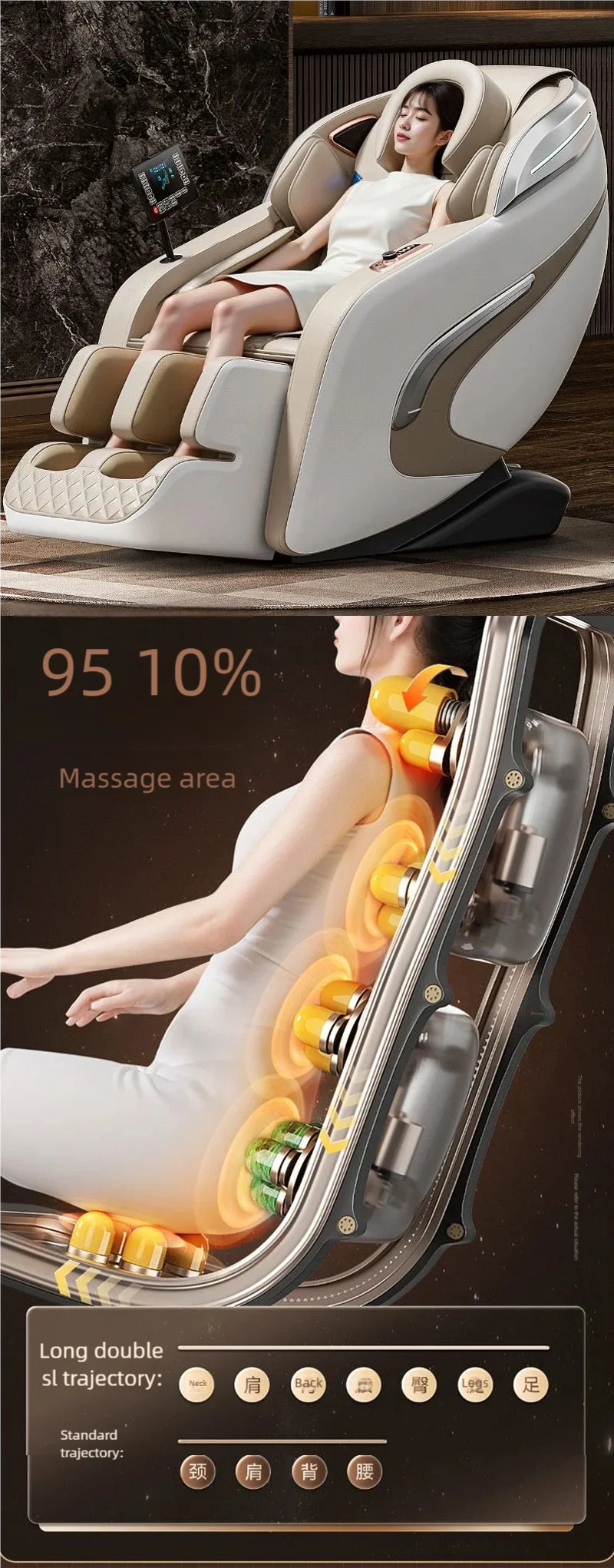 8D Zero Gravity Full Body Shiatsu Massage Chair - Beige or Black Massage Chairs Tidesmit