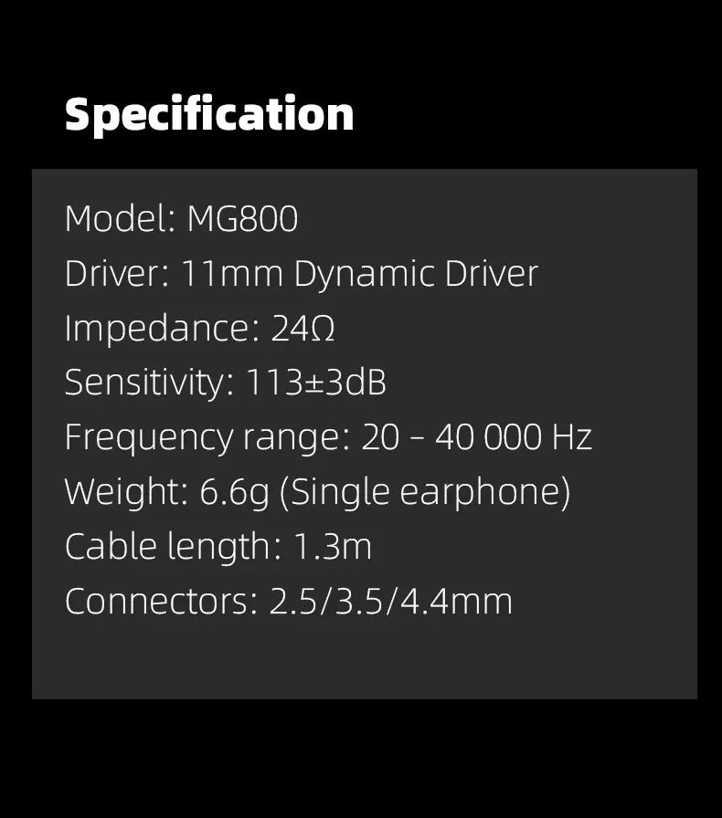 Shanling MG800 In-Ear Monitors | Dual Dynamic Drivers | Tidesmit Tidesmit
