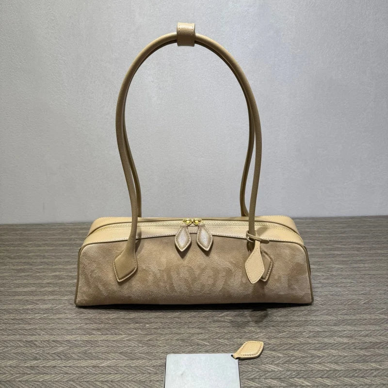 Ladies' luxurious high-quality genuine leather all steel hardware double-sided pull tab sausage handbag