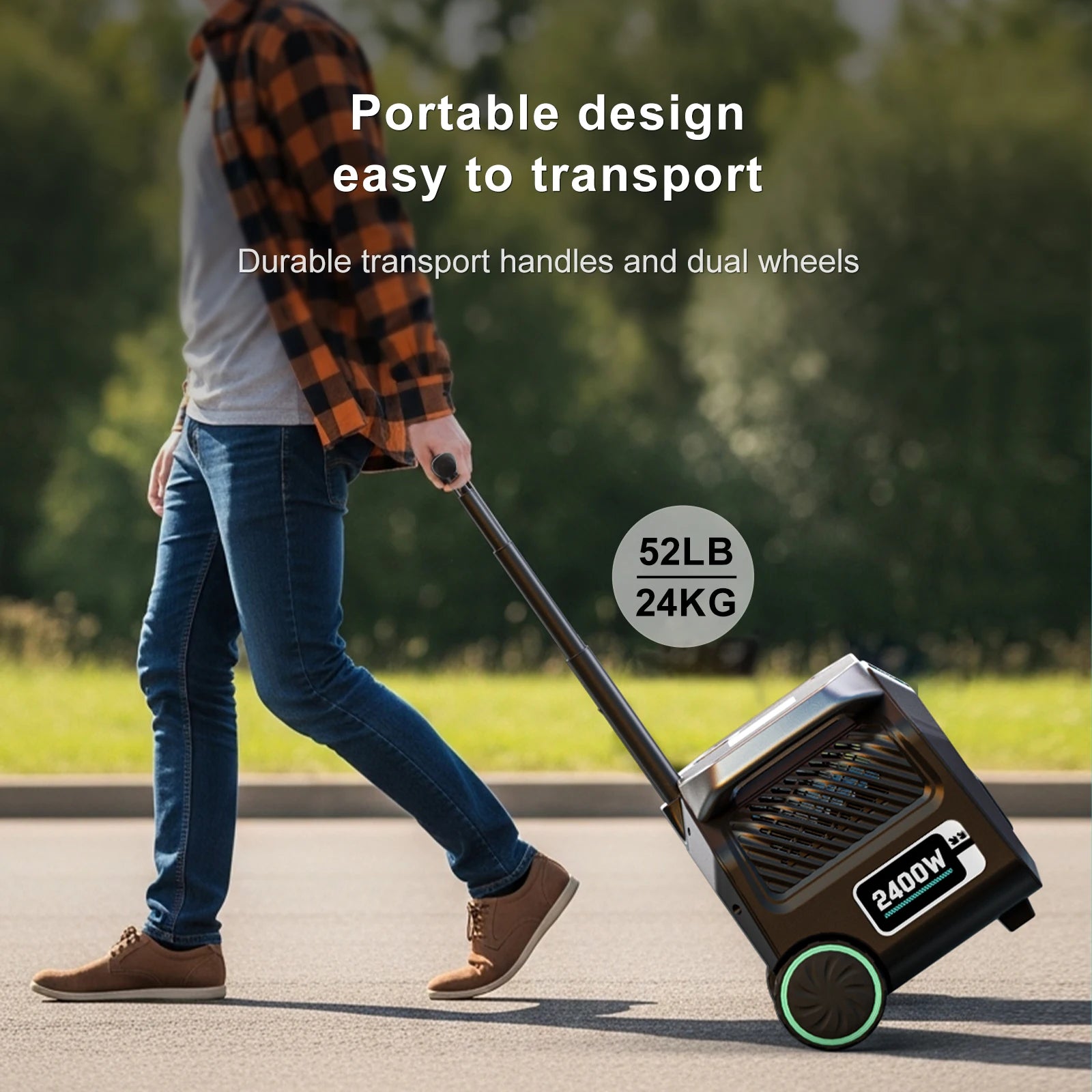 IEE P2400 2400W Portable Power Station 2048Wh LiFeP04 APP Control With Lighting Camp Solar Generator US AC Input/Output PV Inupt
