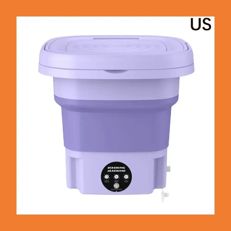 Tidesmit 8L portable foldable washing machine with spin dryer, shown in side profile for compact storage view