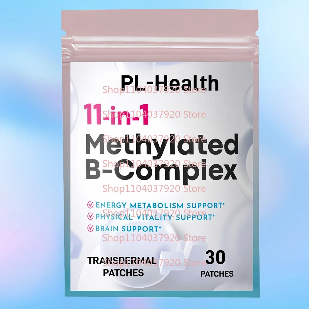 30 Patches Methylated B-Complex Vitamins Transdermal Patches Vitamins B12 B6 B9 5-MTHF for Energy Heart Brain & Methylation