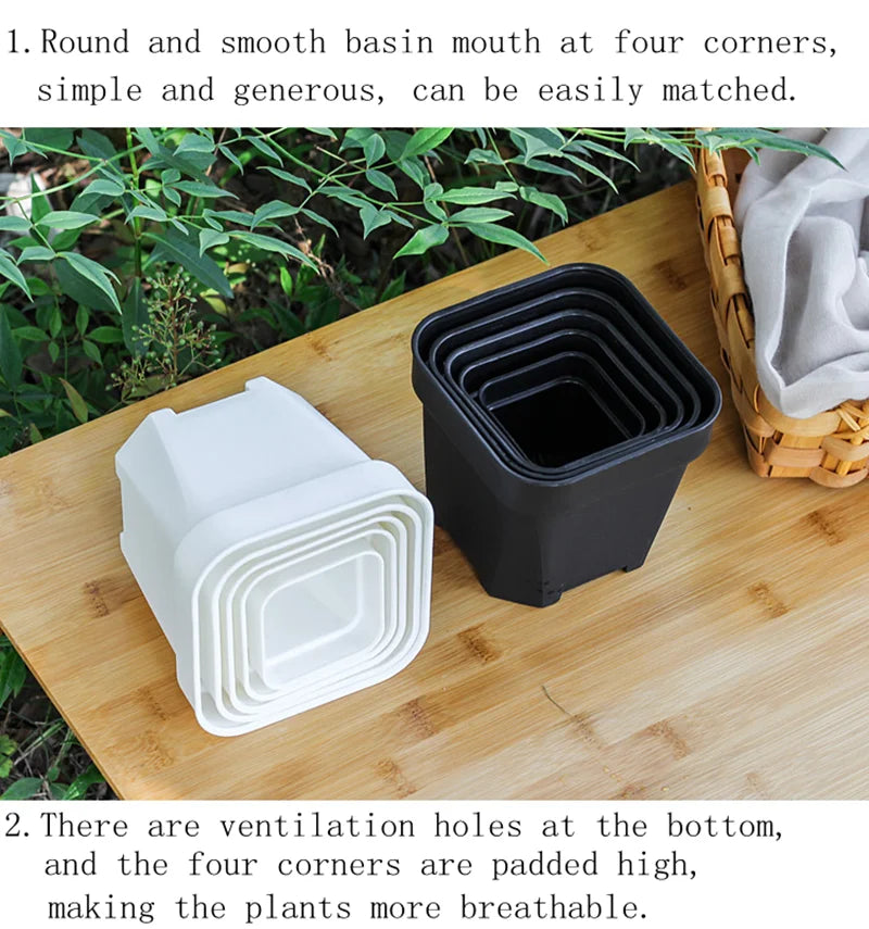 High Quality Thicken Flower Pots Succulents Plant Square Flowerpots Nursery Grow Container Cactus Pot & Planter Garden Supplies