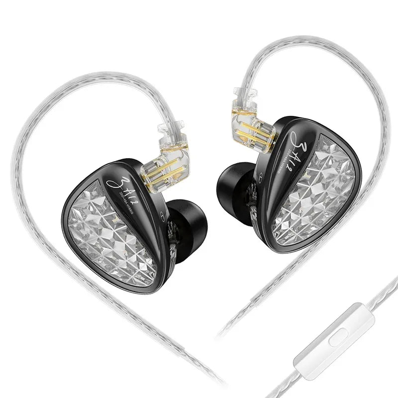 Wired Hybrid In-Ear Monitor Headphones with Dual Tuning by Tidesmit Black with mic China Mainland Tidesmit